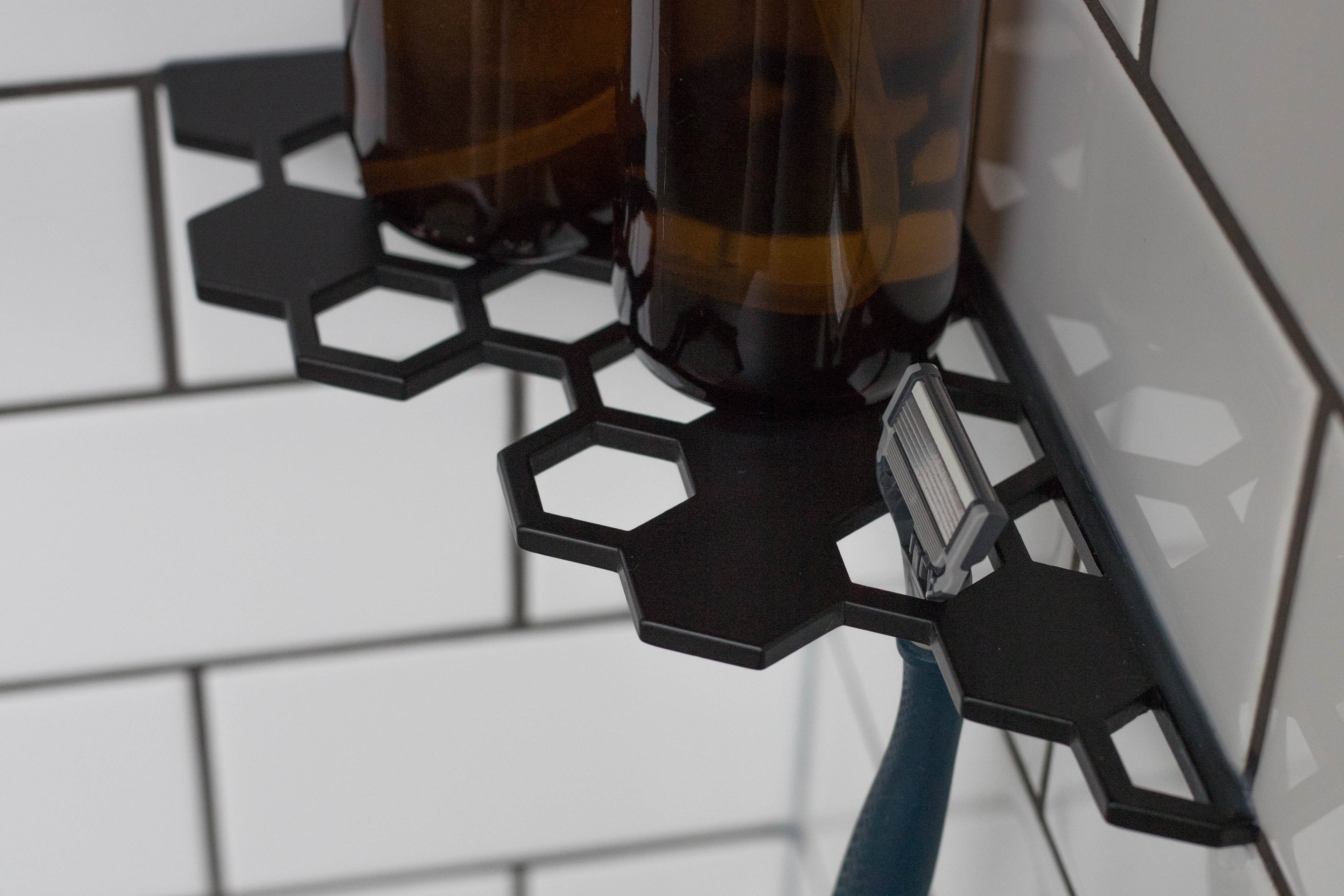 shower soap dish hexagonal matte black